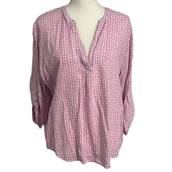 Basic Editions XL pink with white dots 3/4 sleeve with buttoned strap GUC - Picture 1 of 8
